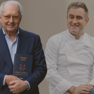 Charla entre Manolo Carreras, presidente de Macarfi, y Josean Alija, chef de Nerua Guggenheim Bilbao, en el RCMA-RSC en Getxo